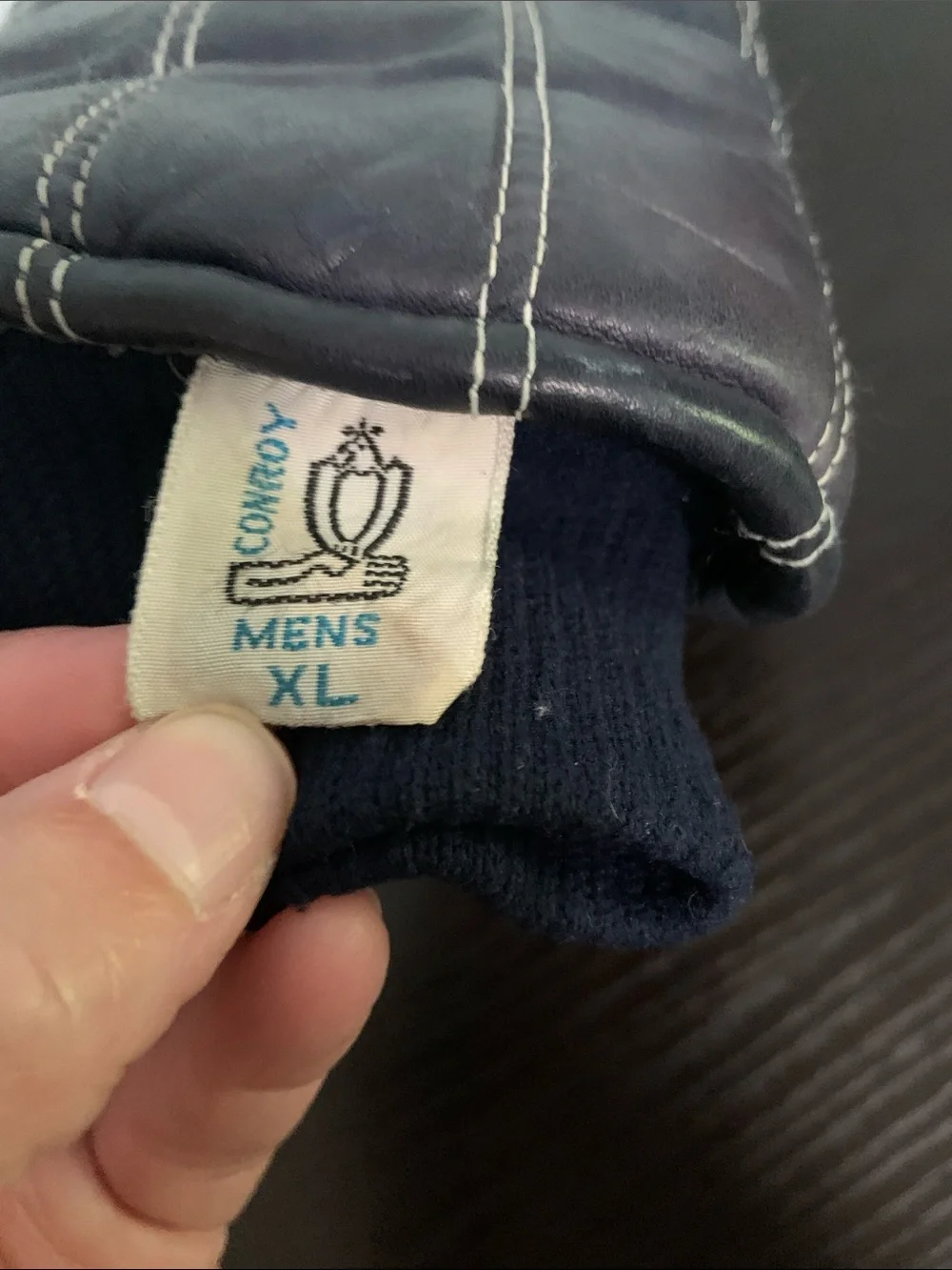 Conroy Men’s Dark Blue Leather Mittens size XL